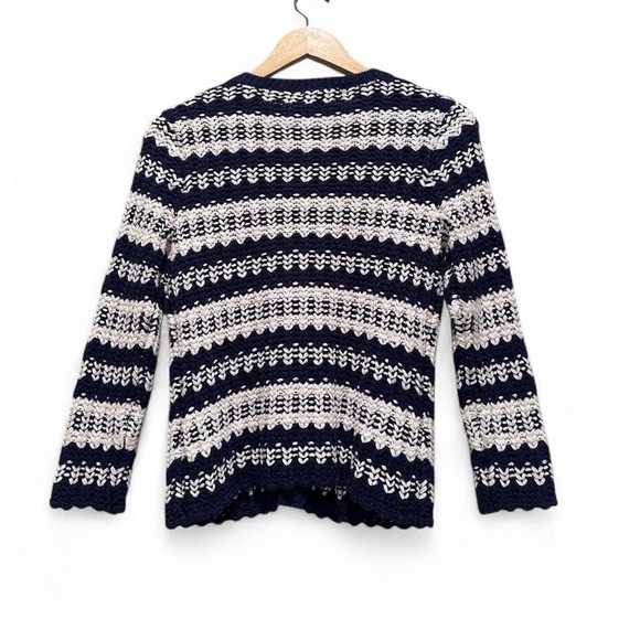 Liz Claiborne Blue White Striped Cottagecore Cardigan Sweater Size Small - Picture 2 of 5